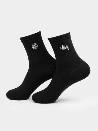 正品Stussy刺绣Logo中筒滑板袜男女情侣潮牌短袜斯图西全棉袜子