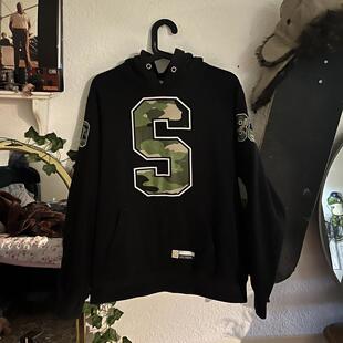 stussy hood s camo sweat复古S标迷彩连帽衫抓绒卫衣秋冬男女装