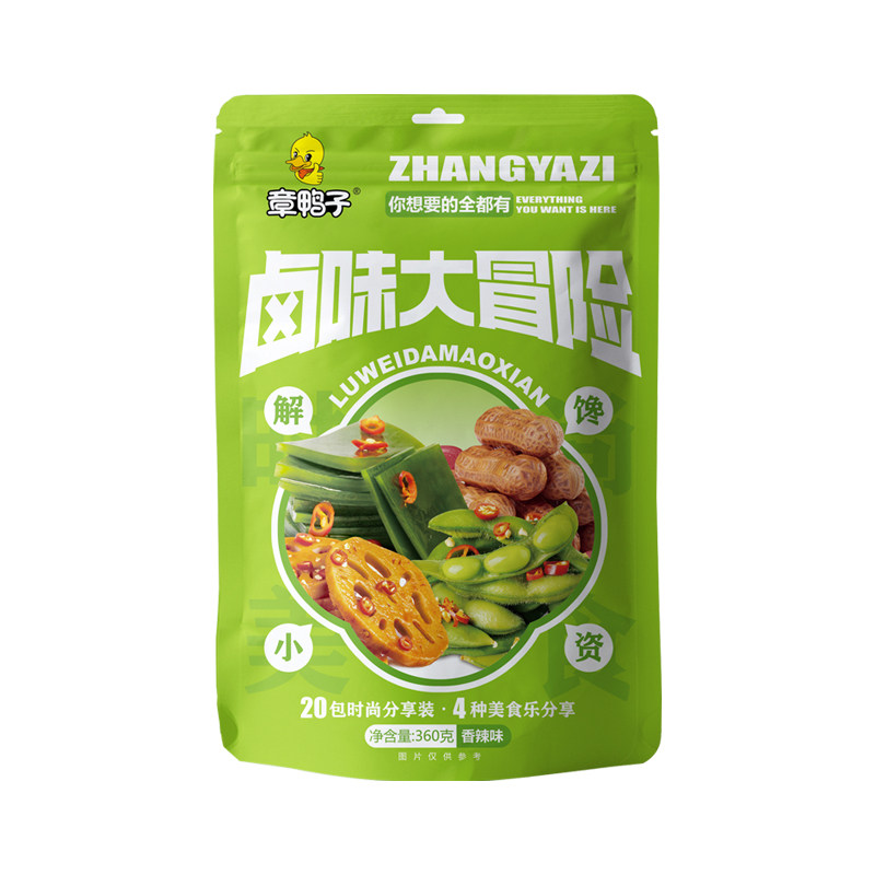 章鸭子毛豆花生脆藕海带混合装零食即食湖南休闲卤味辣卤下酒商用
