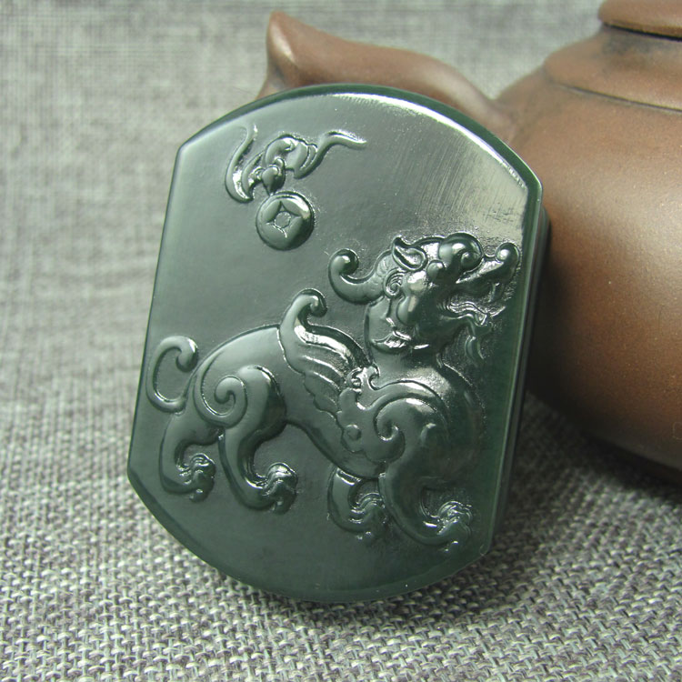 送鉴定证书和田玉貔貅双层皮带扣腰扣招财皮丘男士腰牌腰佩腰挂饰