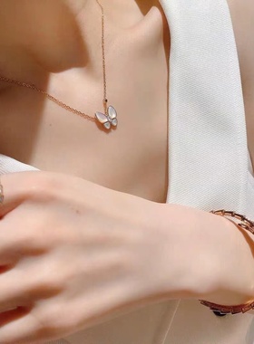 韩式新款超仙贝母蝴蝶项链女时尚百搭通勤锁骨链2024新款爆款气质