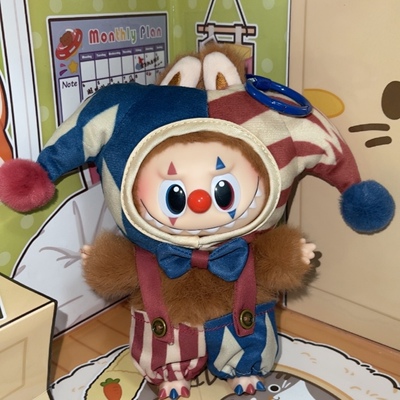 正版Labubu WHY SO SERIOUS系列搪胶毛绒挂件 抛球小丑