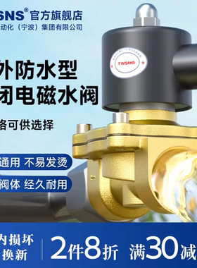 TWSANS台匠山耐斯电磁阀2w常闭电磁阀AC24V水阀AC220V排水阀