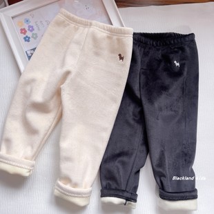 90-150码冬款童装女童软糯亲肤高弹力加绒打底裤儿童男宝保暖裤子