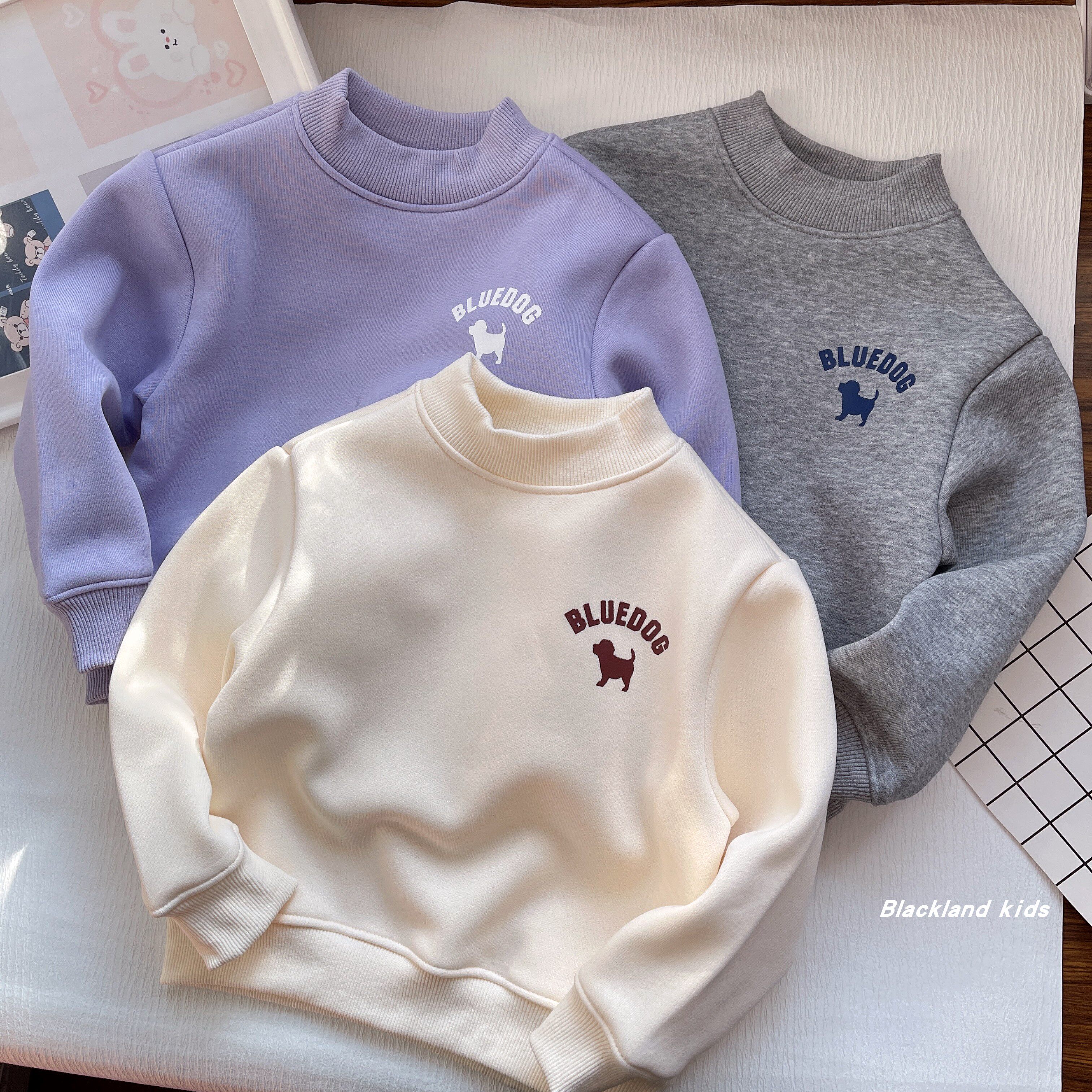 100-160码 冬款装男女童半高领加绒卫衣儿童奥丽绒保暖运动打底衫