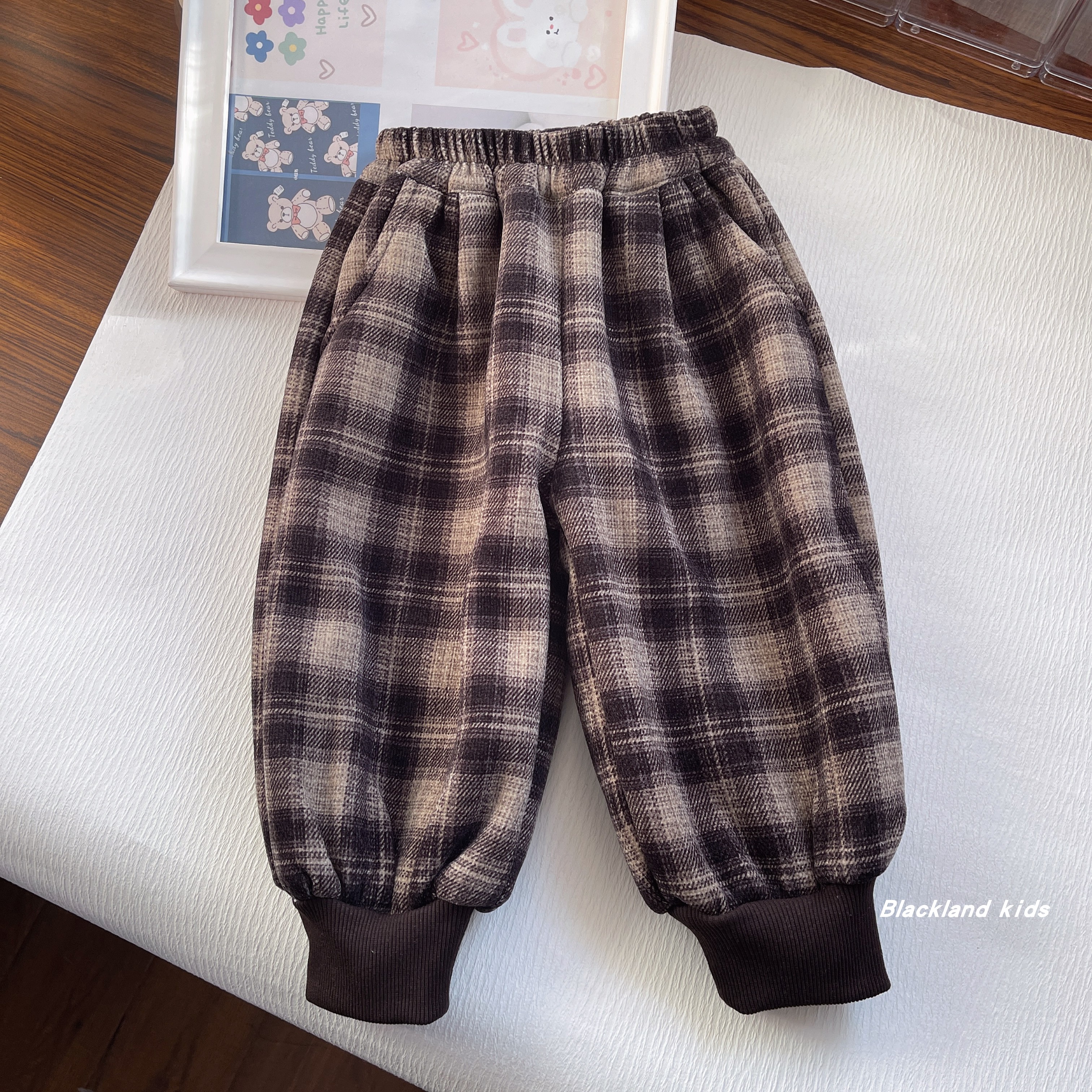 90-150码 冬款童装 男女童毛呢羊羔绒一体绒长裤儿童保暖加绒裤子