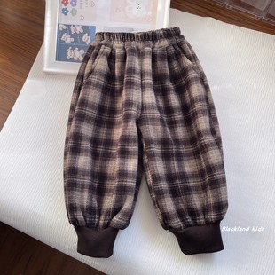 90-150码 冬款童装 男女童毛呢羊羔绒一体绒长裤儿童保暖加绒裤子