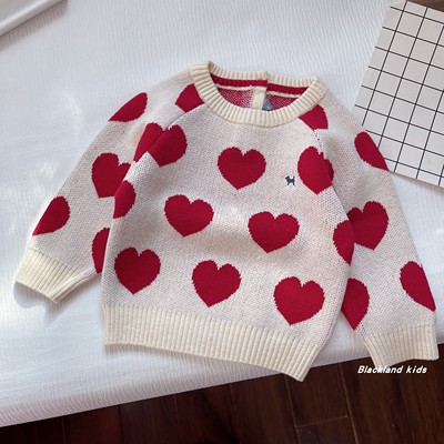 春秋冬款童装男童女童儿童宝宝双提花加厚爱心毛衣针织衫保暖上衣