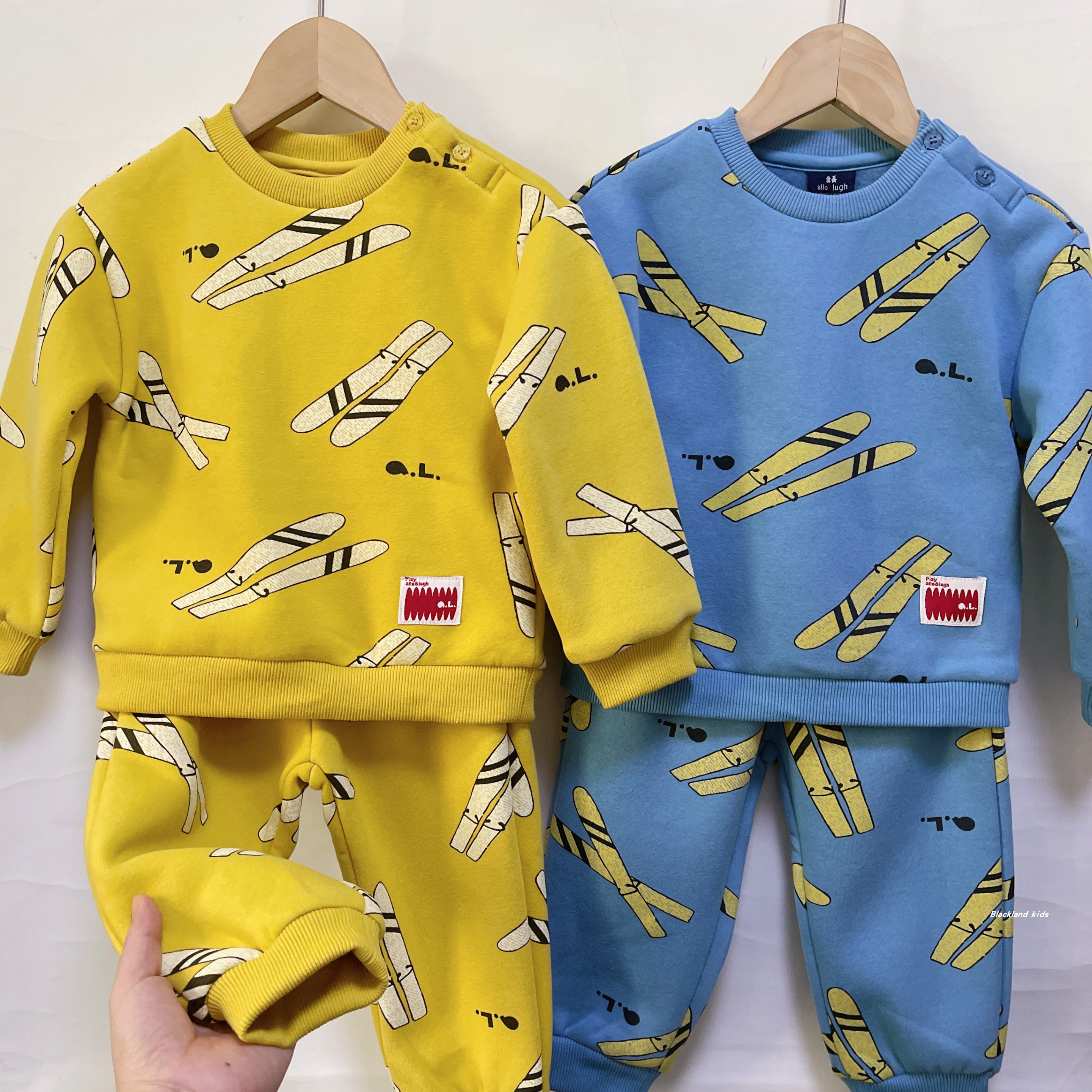 儿童宝宝单面绒运动套装