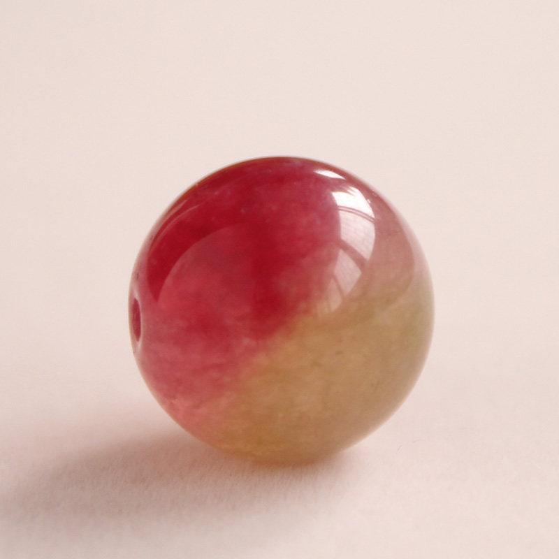 巴西西瓜玉髓散珠diy半成品串珠散珠子西瓜晶似西瓜碧玺108颗佛珠