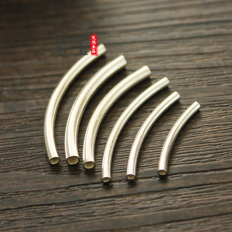 s925纯银弯管圆形方形银管diy手工串珠饰品配件素银光面银管男女