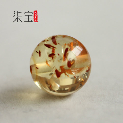 天然金花珀散珠圆珠单珠单颗手工材料花琥珀蜜蜡DIY108佛珠配件 - 封面