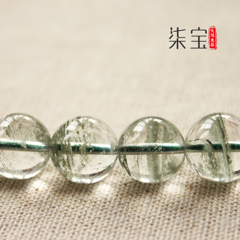 天然绿幽灵散珠千层diy手工图片