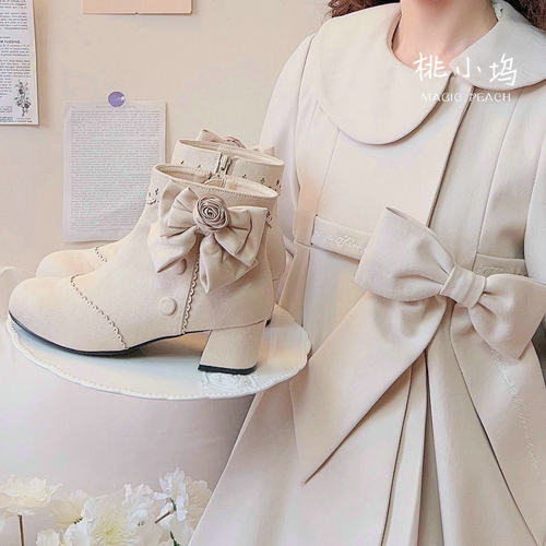 玫瑰誓约短靴子原创lolita优雅靴