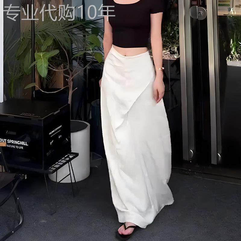 白色半身裙女2026夏季新款高腰显瘦气质时尚百搭高腰不规则A字裙