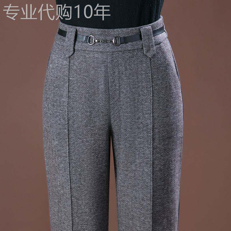 羊毛呢直筒裤女2025年秋冬季新款加厚休闲西裤中年妈妈大尺码显瘦