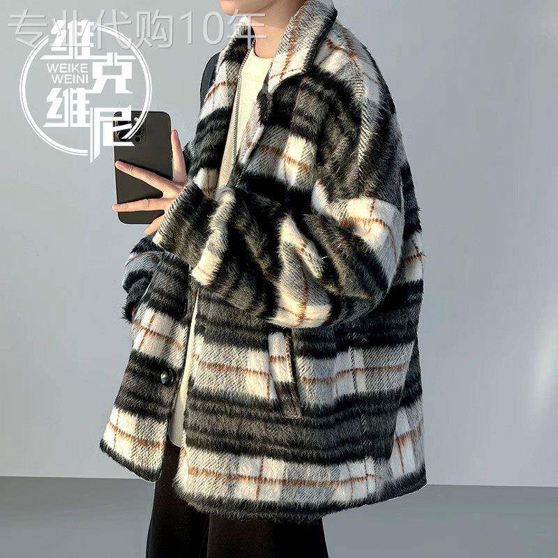 小香风毛呢外套男士冬季潮牌痞帅高级感休闲风衣加厚保暖妮子大衣