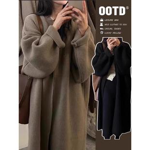 日系高级感长款大被子毛衣外套女秋冬季新款慵懒宽松针织开衫加厚