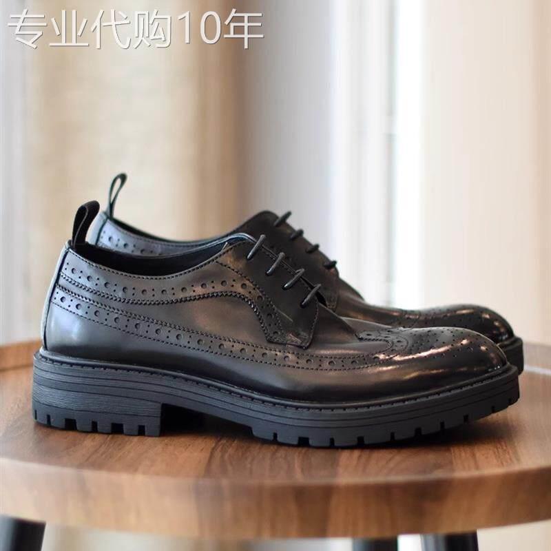 增高4公分/英伦复古布洛克雕花圆头厚底商务休闲皮鞋男潮婚鞋黑色