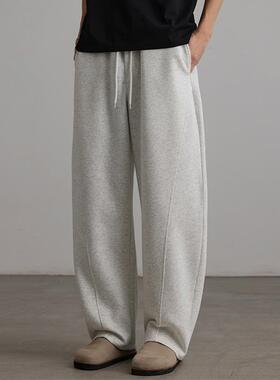 CD潮牌阔腿弯刀休闲裤男秋冬新款灰色拖地运动裤宽松百搭直筒裤子