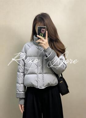 RIXO DORE法式小众设计感蓝色短款羽绒服女加厚保暖立领时尚外套