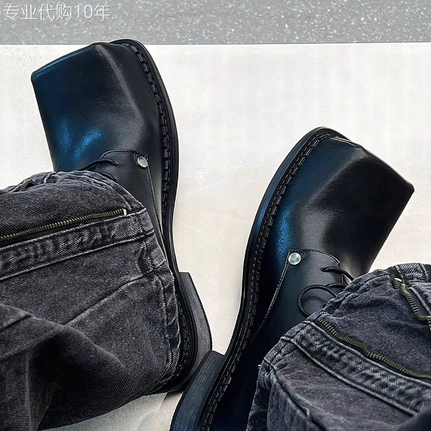 【意大利&奢品】小众设计大翘头低帮休闲皮鞋男潮方头德比鞋