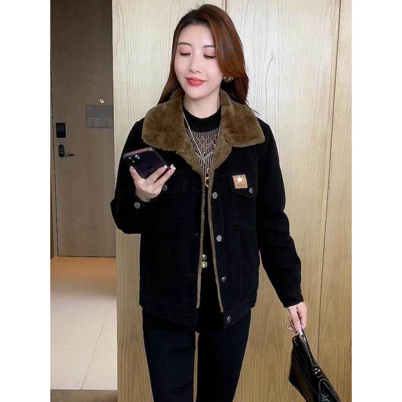 加绒加厚牛仔短外套女2025冬季新款时尚洋气显瘦减龄百搭保暖棉衣