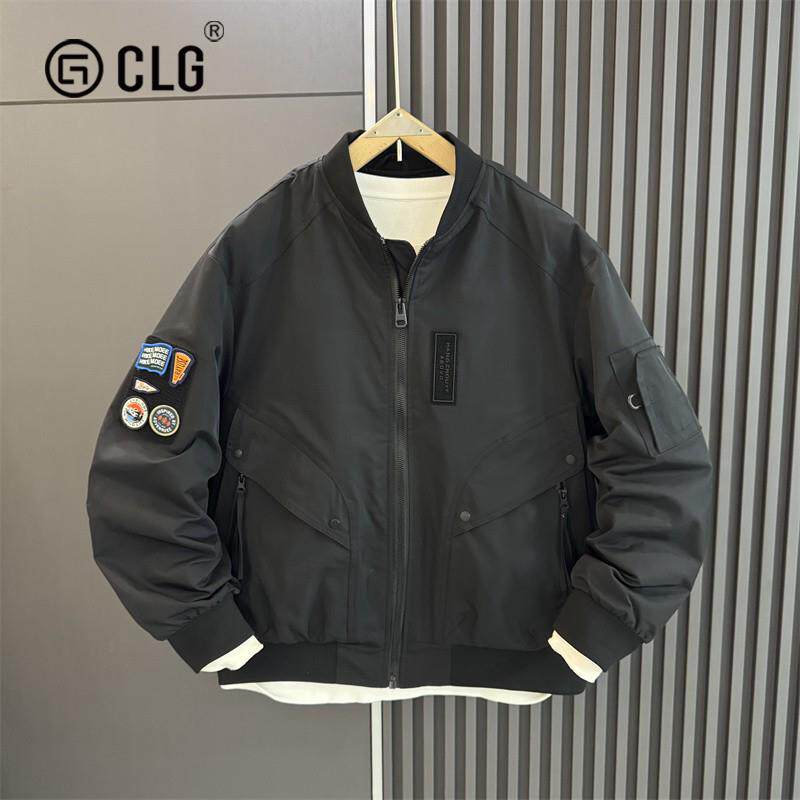 香港CLG潮牌冬季棒球服棉衣外套工装飞行服立领薄棉夹克美式上衣