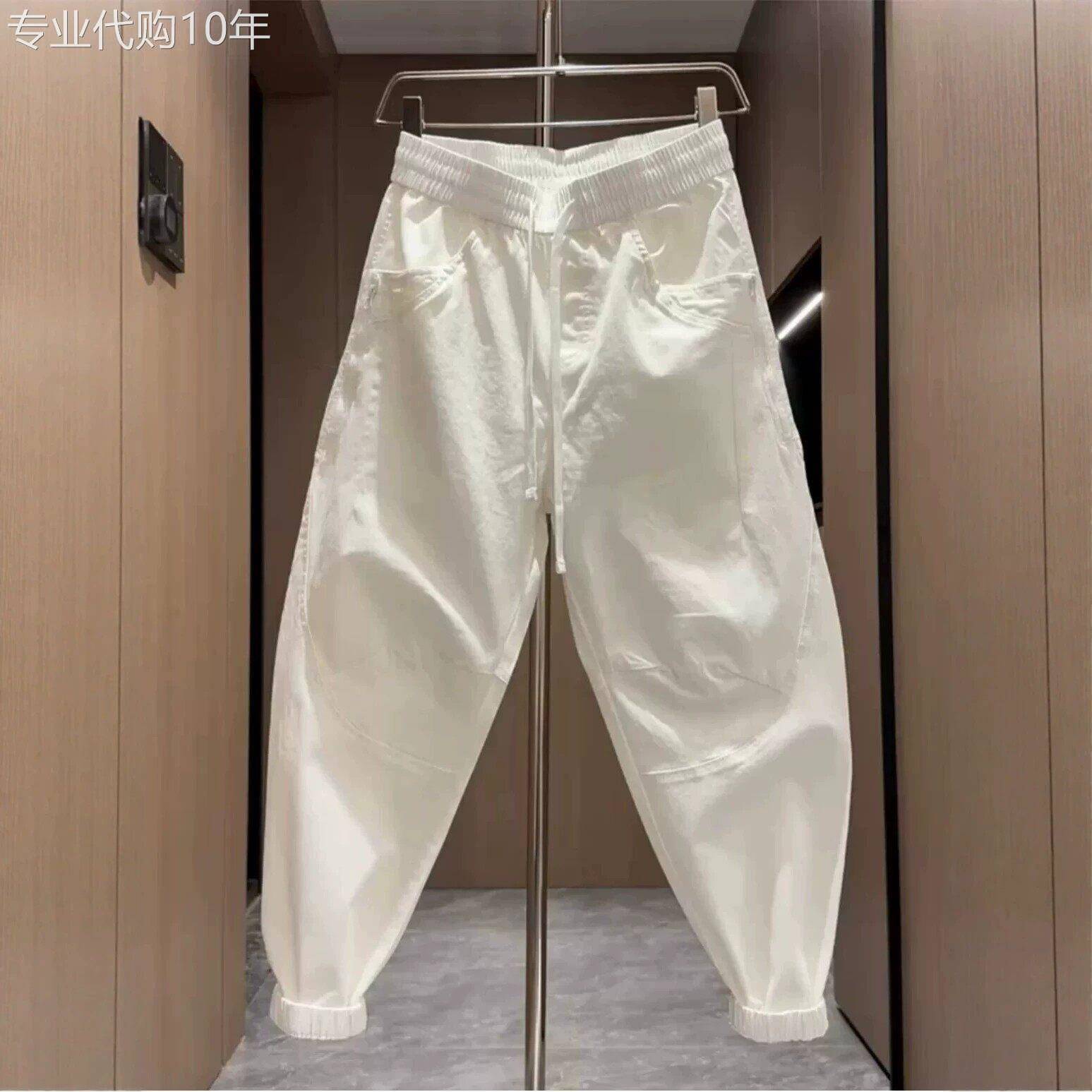 水洗棉布弯刀束脚休闲裤男士夏季潮牌百搭宽松阔腿透气运动小脚裤