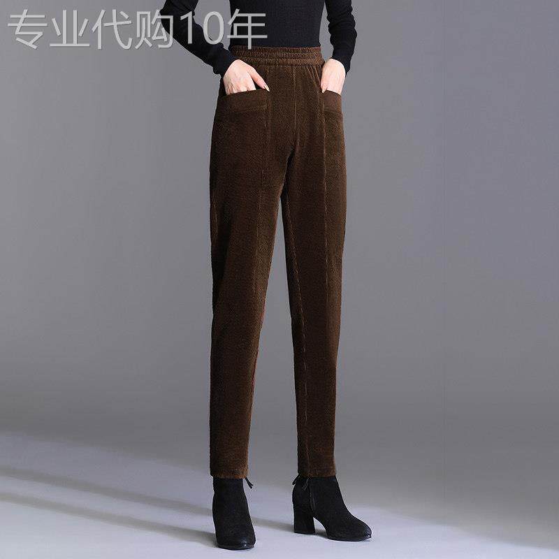 时尚品牌灯芯绒女裤2025秋冬休闲丝绒加厚后宫裤妈妈灯芯绒外穿女