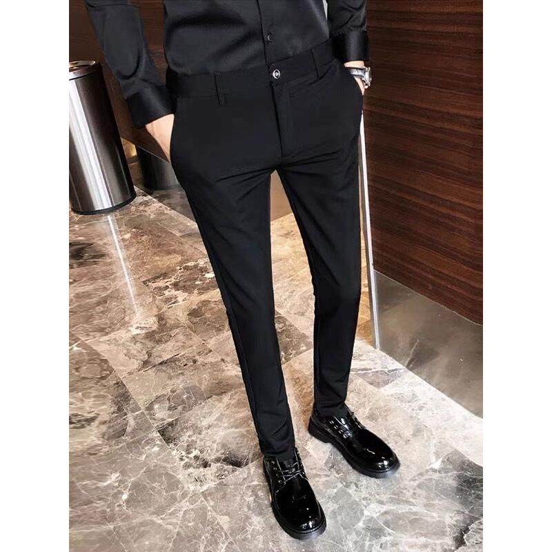 高级感修身小脚西裤男韩版休闲长裤秋冬季新款英伦风九分西装裤子