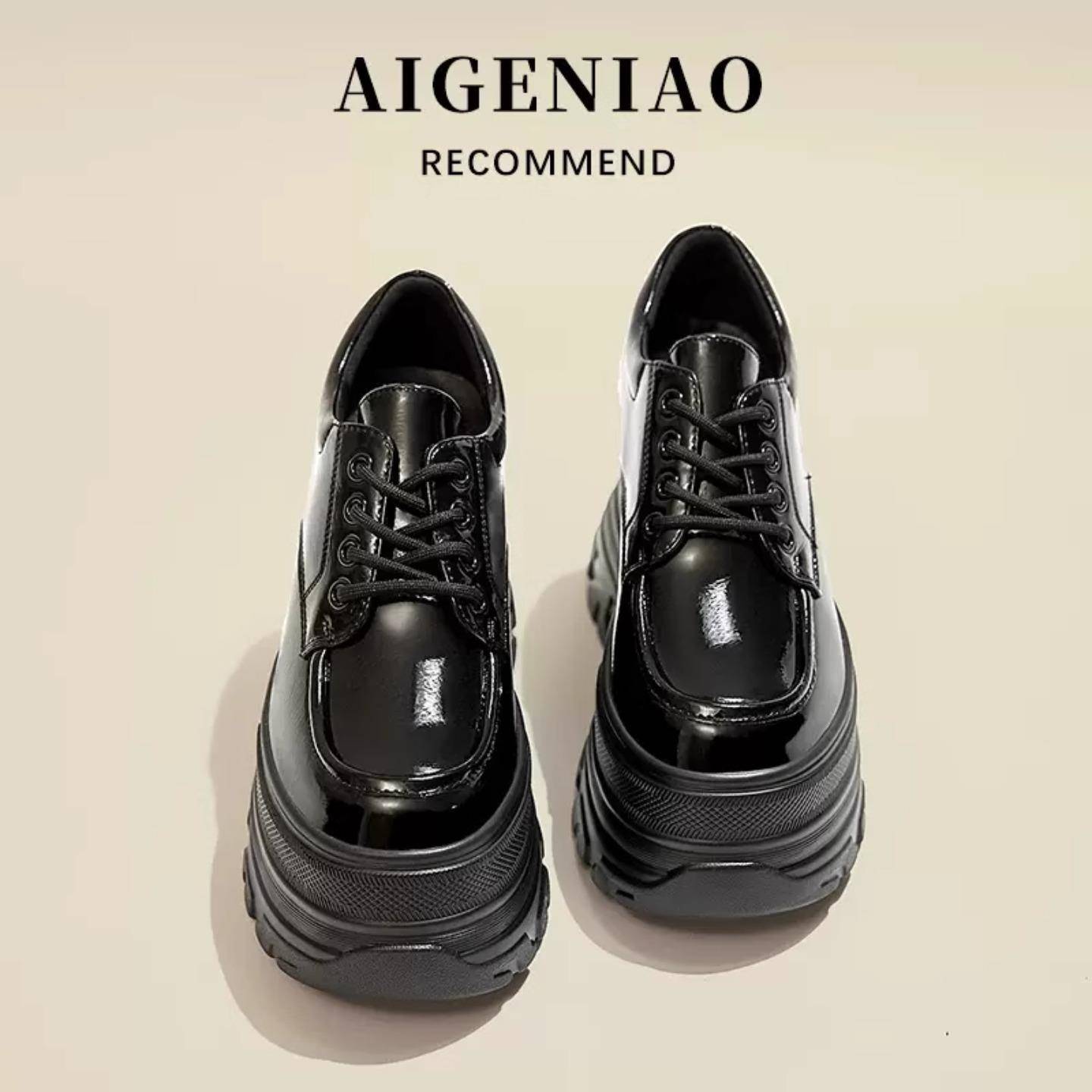 香港英伦风小皮鞋女2025春秋新款松糕厚底高跟复古内增高女鞋10cm