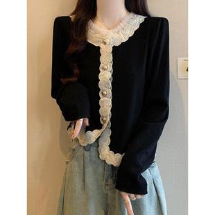 时尚品牌法国蕾丝长袖衬衫妇女的春季新大尺寸胖姐姐苗条的样子和