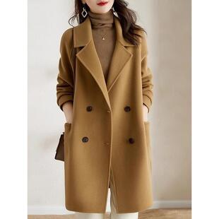 香港驼色短款毛呢外套女秋冬装韩系大码胖MM高级感赫本风茧型大衣