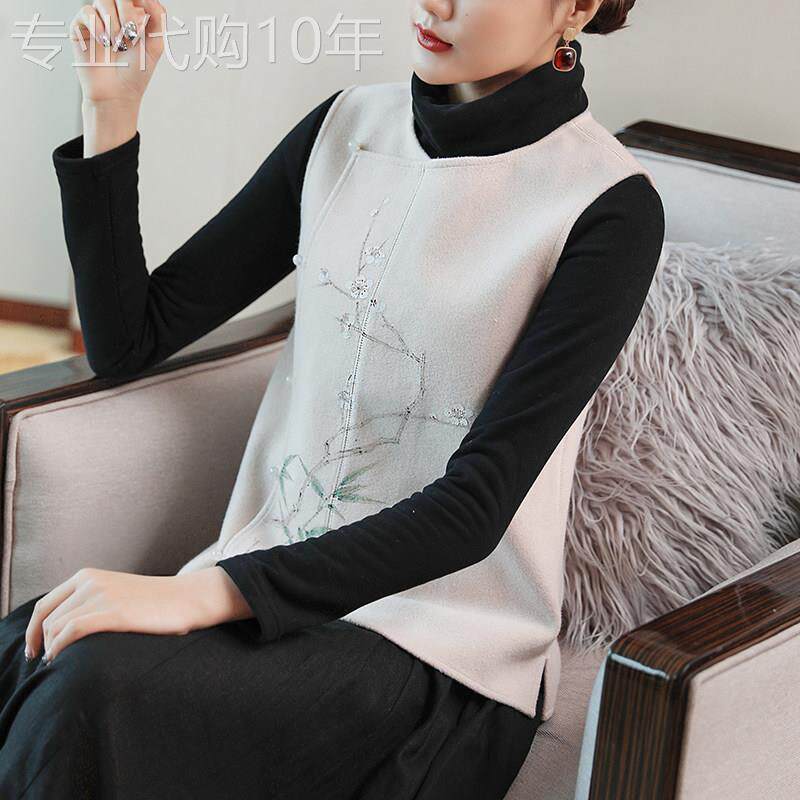 复古民国改良汉服马夹盘扣上衣中国风女装中式马甲禅意茶服女秋冬