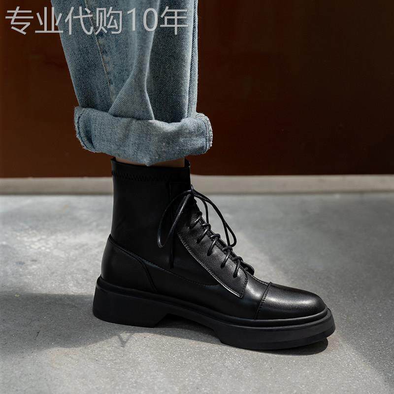 慕小兮黑色马丁靴女2025新款春秋单靴厚底显瘦英伦风软底短靴女鞋