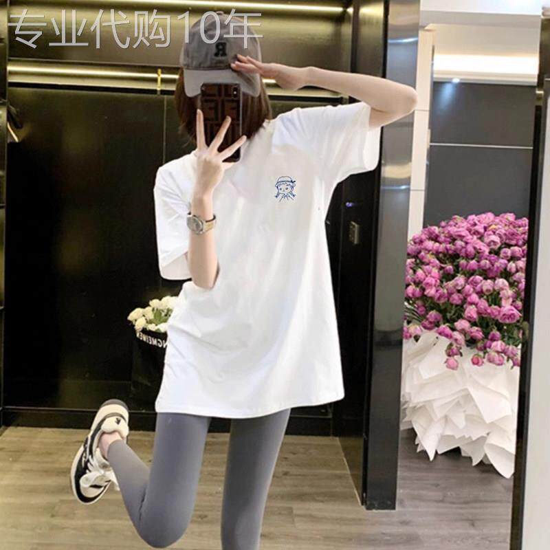 潮牌欧货中长款显瘦纯棉短袖t恤女2026夏新款宽松减龄遮屁股上衣