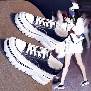 爆款真皮松糕厚底小白鞋子2025春夏新款女鞋百搭内增高运动休闲鞋