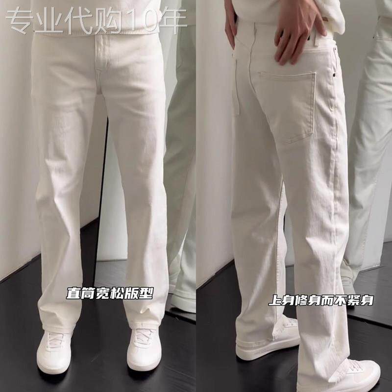 潮牌白色牛仔裤男士2025新款秋冬季男裤弹力宽松直筒休闲裤子男款