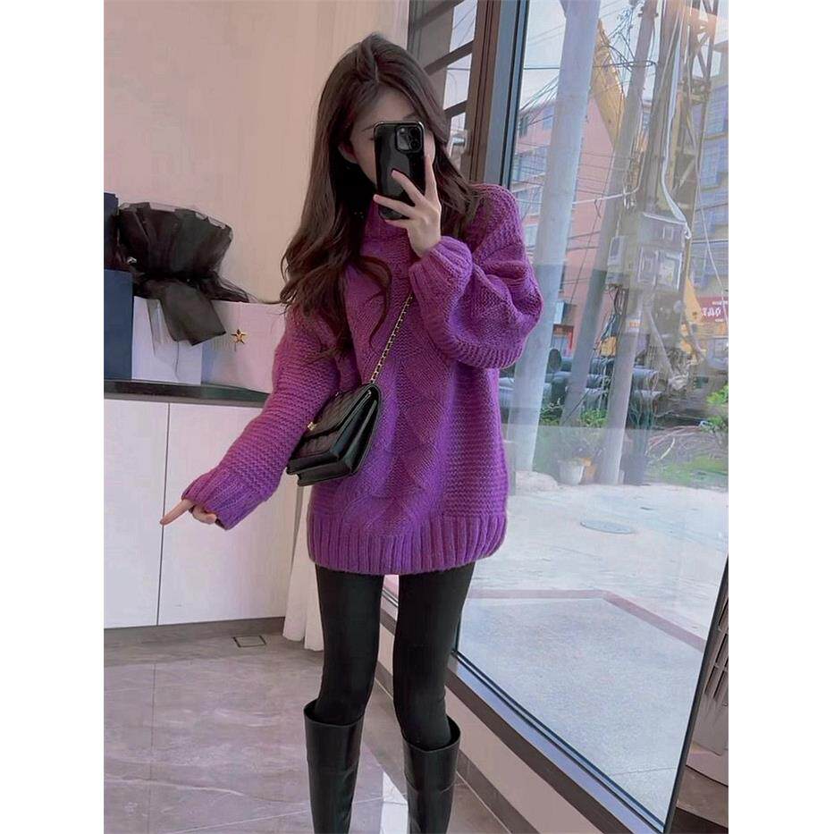 欧洲站慵懒风麻花软糯毛衣女秋冬2025年新款百搭宽松显瘦针织上衣