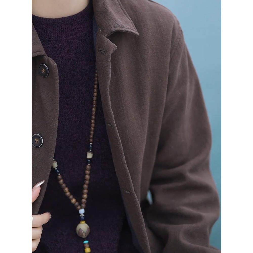 高端苎麻棉麻外套男春秋亚麻翻领上衣长袖休闲覆古衬衫式夹克衬衣