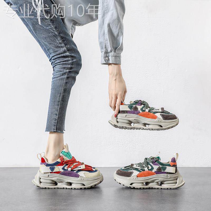 代购复古运动鞋软底真皮老爹鞋彩色2026春款女鞋新款轻便休闲鞋女
