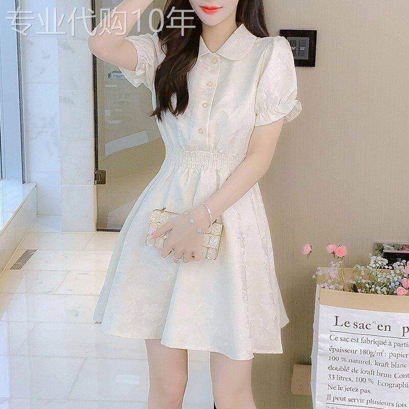 白色连衣裙女2026新款夏季收腰显瘦气质法式洋派翻领休闲衬衫裙子