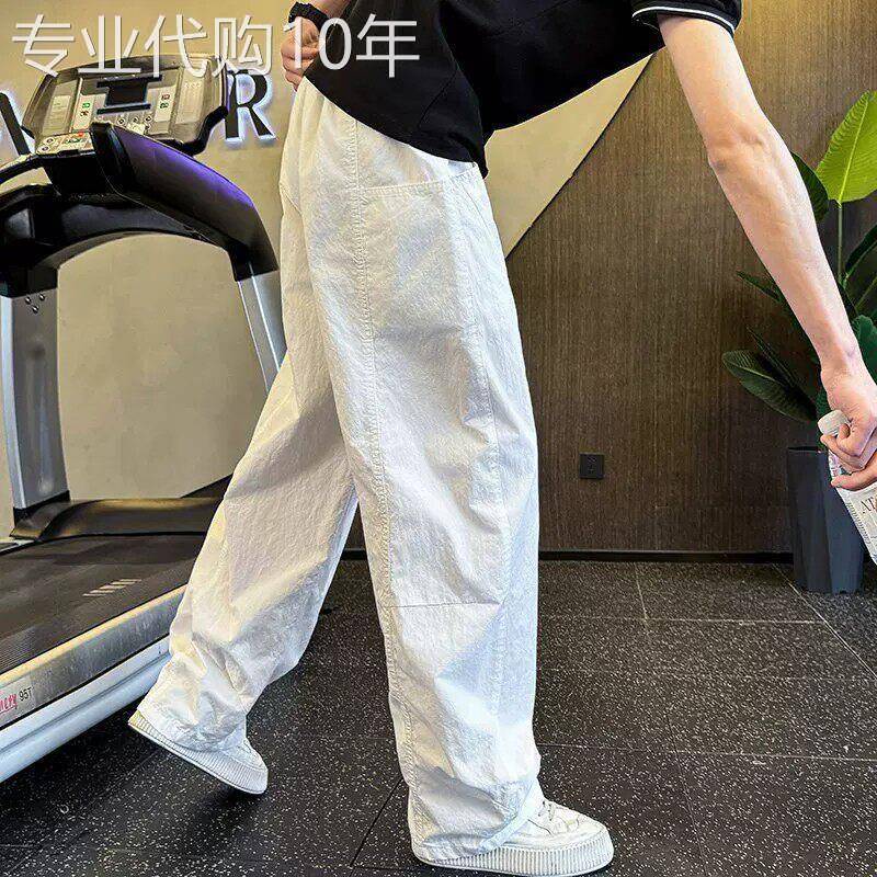 白色休闲裤男士夏季潮牌痞帅高级感工装弯刀裤宽松百搭垂感阔腿裤