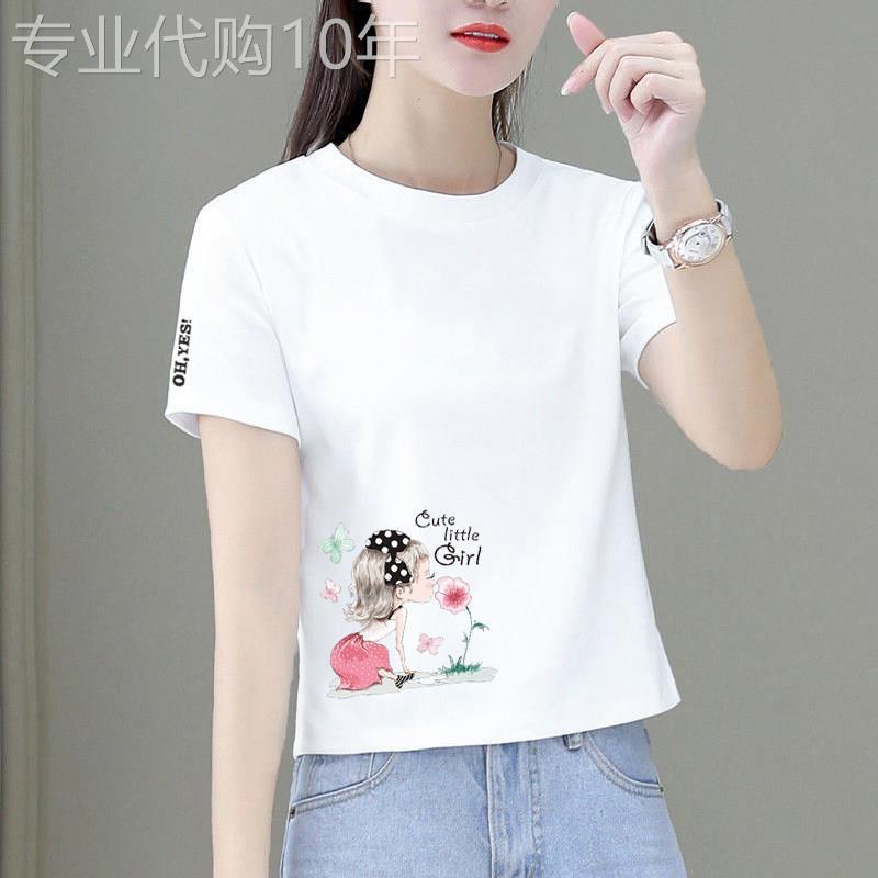 香港itst专柜短款t恤女新款夏装纯棉宽松圆领设计感白色短袖上衣