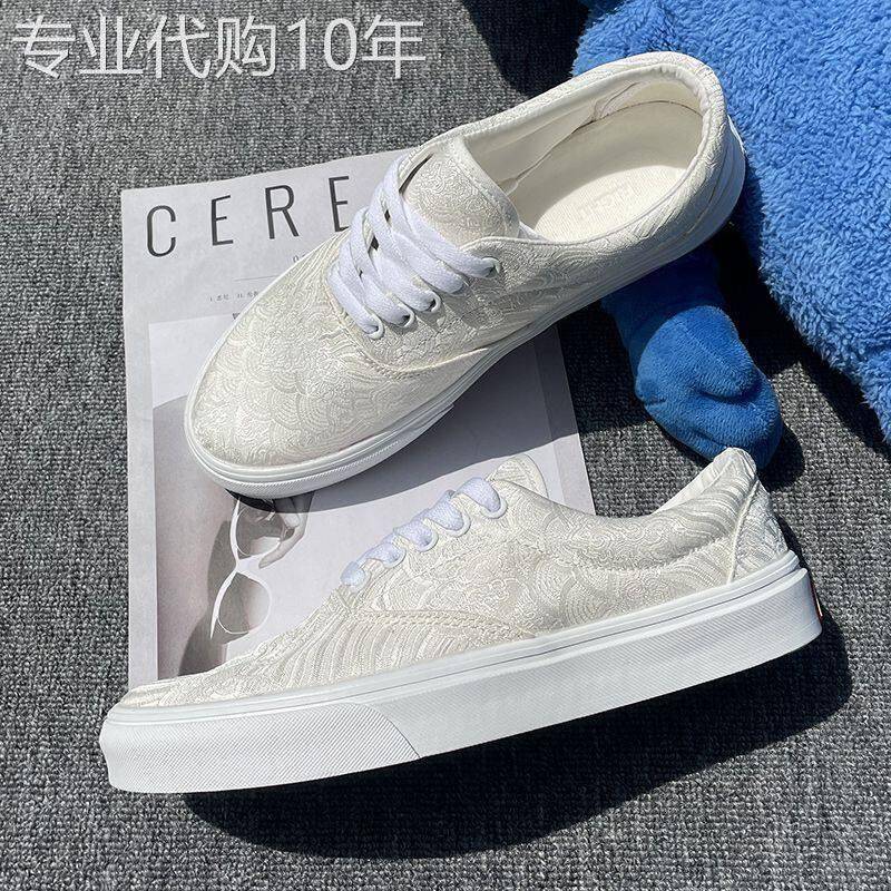 潮牌男鞋2026夏季新款低帮透气刺绣帆布鞋男女百搭潮流休闲板鞋子