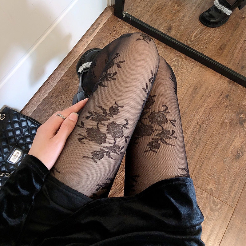 蔷薇花丝袜日系蕾丝连裤