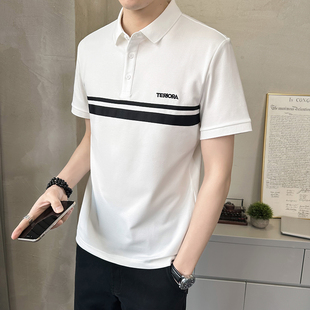 士透气薄款 潮流修身 半袖 新款 高端翻0325k 夏季 春夏男t恤凉感POLO衫