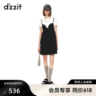 dzzit地素吊带连衣裙春夏专柜新款 甜酷少女菱格设计女小众