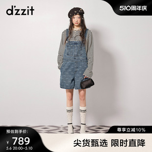 甜酷少女短裤 芭比系列新品 女 春秋专柜新款 dzzit地素牛仔背带裤